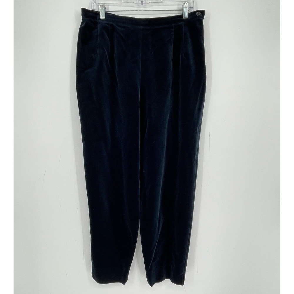 Talbots Women's Vintage Blue Velvet Pleated Tapered Leg Dress Pants Size 16P